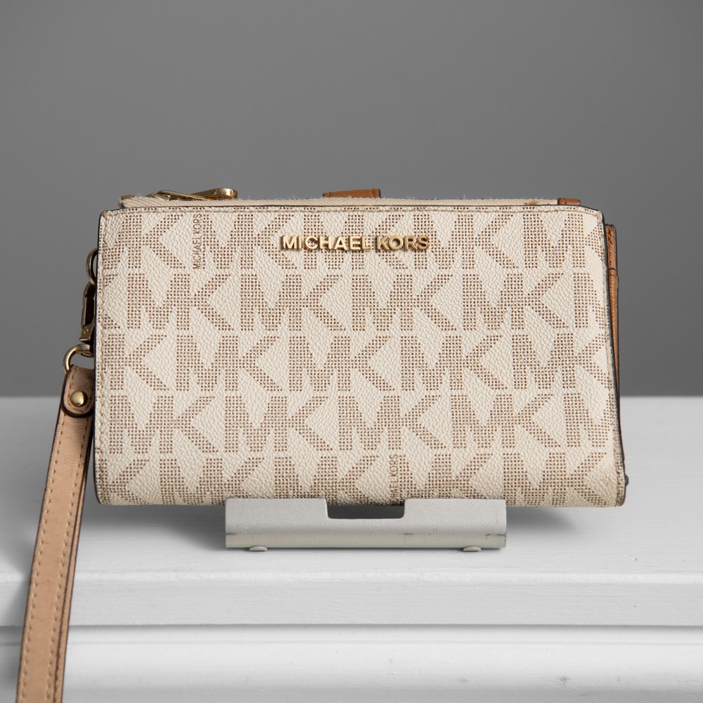 Michael Kors Adele Double Zip Wristlet Wallet Monogram Wallet Minimalist Chic